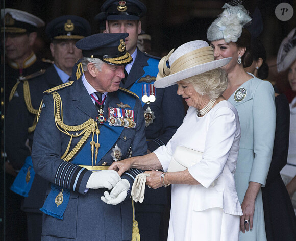 Le prince Charles et Camilla Parker Bowles, duchesse de Cornouailles, le prince William, duc de Cambridge et Kate Catherine Middleton, duchesse de Cambridge - La famille royale d'Angleterre à l'abbaye de Westminster pour le centenaire de la RAF à Londres. Le 10 juillet 2018
