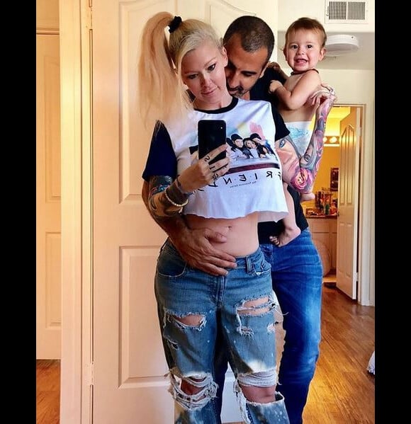 Jenna Jameson, son mari Lior Bitton et leur fille Batel. Juillet 2018.