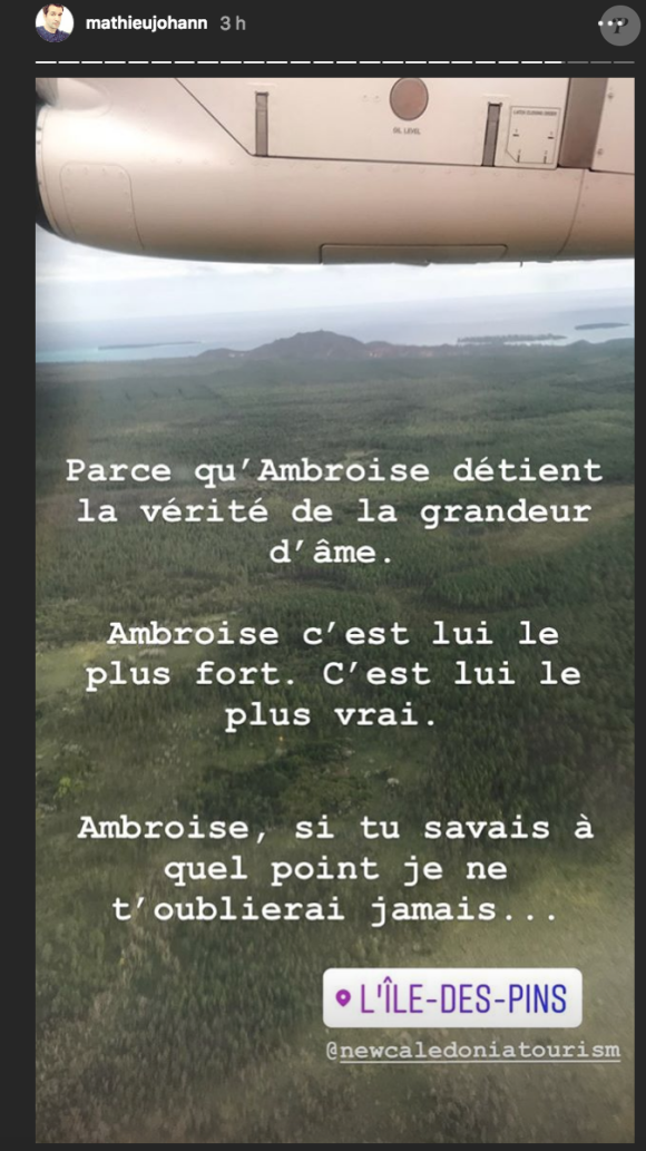Mathieu Johann bouleversé pendant ses vacances en Nouvelle-Calédonie. Juillet 2018.
