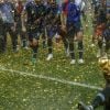 Benjamin Mendy - L'équipe de France célèbre son deuxième titre de Champion du Monde sur la pelouse du stade Loujniki après leur victoire sur la Croatie (4-2) en finale de la Coupe du Monde 2018