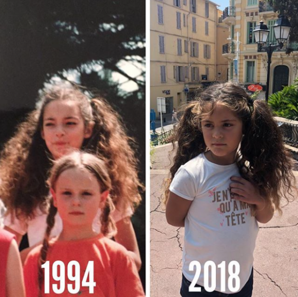 Emilie Nef Naf et sa fille Maëlla à peu près au même âge, un montage dévoilé le 31 juillet 2018.