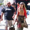 Paris Jackson promène son chien koa et retrouve des amis pour déjeuner à Venice à Los Angeles, le 23 juillet 2018  Please hide children face prior publication Paris Jackson walks her dog as she meets up with some friends for lunch at Venice Beach. The model and actress fit in perfectly at Venice, displaying her boho/hippie aesthetic with her beaded necklaces, wide headband and patchwork skirt. 23rd july 201823/07/2018 - Los Angeles