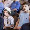 Le prince Joachim de Danemark avait avec lui ses fils le prince Henrik (avec le panama) et le prince Felix lors de la réception pour le Grand Prix Historique de Copenhague à l'Hôtel de Ville de la capitale danoise le 3 août 2018.