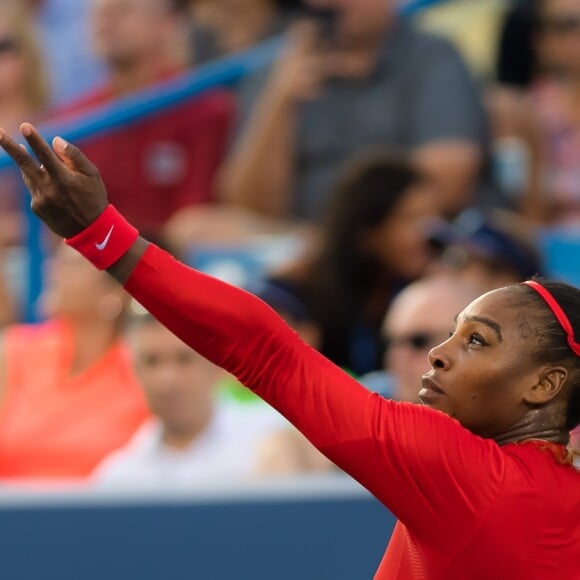 Serena Williams a battu Daria Gavrilova (6-1, 6-2) au 1er tour du tournoi de Cincinnati, Ohio, Etats-Unis, le 13 août 2018.