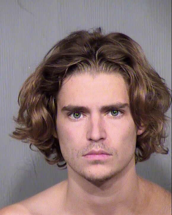 Mug shot du fils de J.C.Van Damme, Nicholas Van Varenberg, arrêté pour avoir menacé son colocataire avec un couteau sous l'emprise de marijuana. Le 12 septembre 2017. Tampa, Floride.