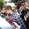 Danny Cipriani quitte le tribunal de Jersey. Le joueur de rugby anglais y a plaidé coupable d'agression et de refus d'obtempérer. Le 16 août 2018.