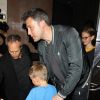 Ben Affleck est allé dîner avec ses enfants Samuel, Violet et Seraphina pour célébrer son 46ème anniversaire à Los Angeles, le 15 aout 2018.