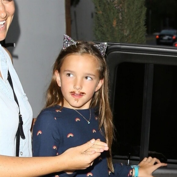 Ben Affleck est allé dîner avec ses enfants Samuel, Violet et Seraphina pour célébrer son 46ème anniversaire à Los Angeles, le 15 aout 2018.