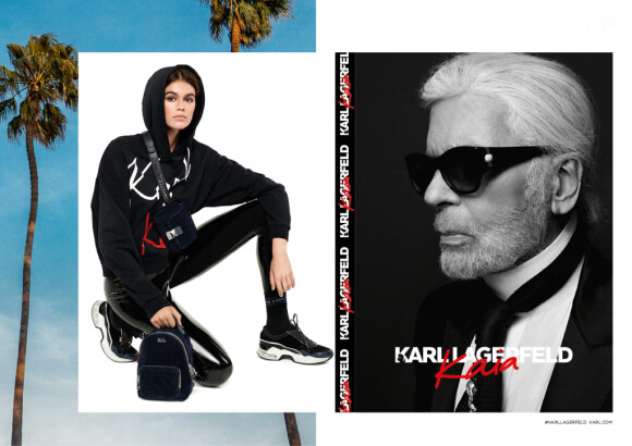 Kaia Gerber, co-créatrice et égérie de sa collection pour Karl Lagerfeld. Disponible à partir du 30 août.