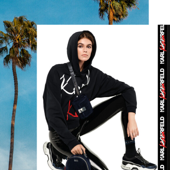 Kaia Gerber, co-créatrice et égérie de sa collection pour Karl Lagerfeld. Disponible à partir du 30 août.