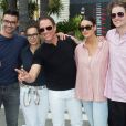Jean-Claude Van Damme fête ses 30 ans de carrière avec sa femme Gladys Portugues et ses enfants Kristopher, Bianca et Nicolas van Varenberg lors du 71e Festival de Cannes, le 18 mai 2018.