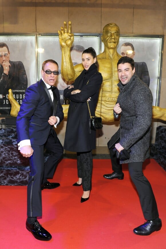 Exclusif - Jean-Claude Van Damme et ses enfants Kristopher Van Varenberg et Bianca Bree (Bianca Van Varenberg) - Présentation de la série "Jean-Claude Van Johnson" par Amazon TV au cinéma Le Grand Rex à Paris, le 12 décembre 2017.