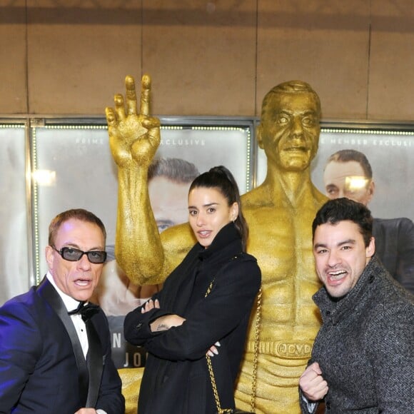 Exclusif - Jean-Claude Van Damme et ses enfants Kristopher Van Varenberg et Bianca Bree (Bianca Van Varenberg) - Présentation de la série "Jean-Claude Van Johnson" par Amazon TV au cinéma Le Grand Rex à Paris, le 12 décembre 2017.