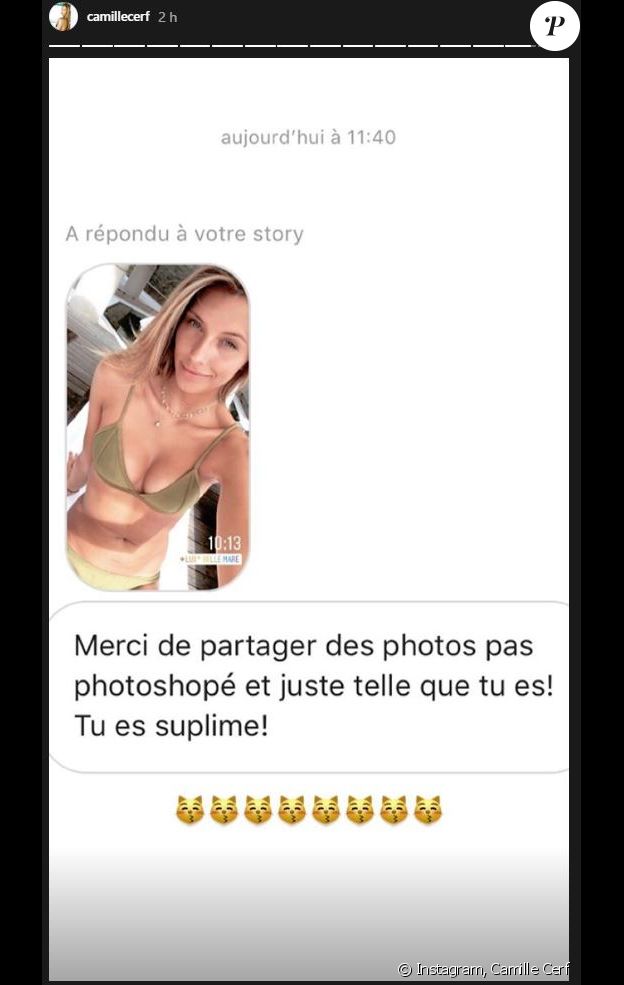 Camille Cerf saluée par les internautes pour s'afficher au naturel sur les réseaux sociaux - Instagram, 28 août 2018