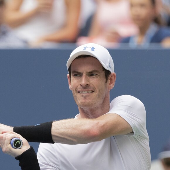 Le joueur britannique Andy Murray lors du premier tour de l'US Open 2018 contre l'australien J/Duckworth au Centre national de tennis USTA Billie Jean King à New York, le 27 aout 2018.