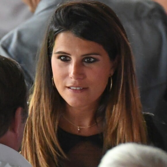 Sortie officielle de Karine Ferri dans les tribunes du stade Allianz Riviera pour venir voir son compagnon Yoann Gourcuff lors du match de football de ligue 1, OGC Nice contre Dijon Football Côte-d'Or à Nice, , le 25 août 2018. Dijon a gagné 4-0. © Lionel Urman/Bestimage