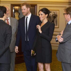 Le prince Harry, duc de Sussex et Meghan Markle, duchesse de Sussex, assistent à la comédie musicale "Hamilton" au théâtre Victoria Palace à Londres le 29 août 2018.