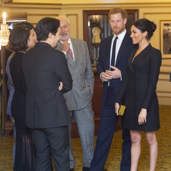 Le prince Harry, duc de Sussex et Meghan Markle, duchesse de Sussex, assistent à la comédie musicale "Hamilton" au théâtre Victoria Palace à Londres le 29 août 2018.