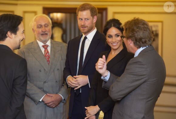 Le prince Harry, duc de Sussex et Meghan Markle, duchesse de Sussex, assistent à la comédie musicale "Hamilton" au théâtre Victoria Palace à Londres le 29 août 2018.
