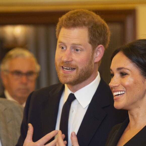 Le prince Harry, duc de Sussex et Meghan Markle, duchesse de Sussex, assistent à la comédie musicale "Hamilton" au théâtre Victoria Palace à Londres le 29 août 2018.