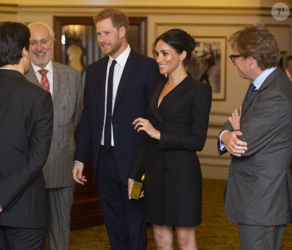 Le prince Harry, duc de Sussex et Meghan Markle, duchesse de Sussex, assistent à la comédie musicale "Hamilton" au théâtre Victoria Palace à Londres le 29 août 2018.