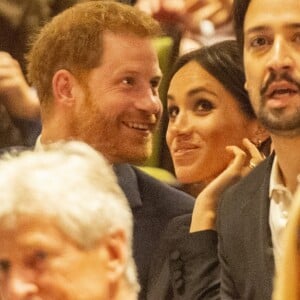 Le prince Harry, duc de Sussex et Meghan Markle, duchesse de Sussex, assistent à la comédie musicale "Hamilton" au théâtre Victoria Palace à Londres le 29 août 2018.