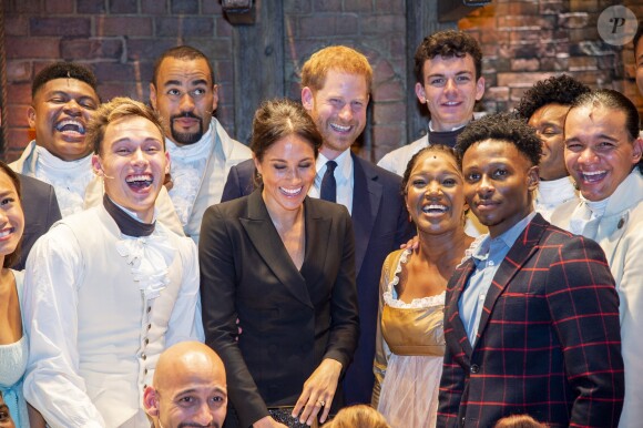 Le prince Harry, duc de Sussex et Meghan Markle, duchesse de Sussex, assistent à la comédie musicale "Hamilton" au théâtre Victoria Palace à Londres le 29 août 2018.