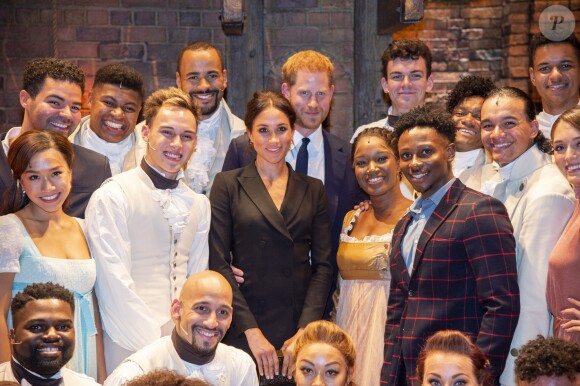 Le prince Harry, duc de Sussex et Meghan Markle, duchesse de Sussex, assistent à la comédie musicale "Hamilton" au théâtre Victoria Palace à Londres le 29 août 2018.