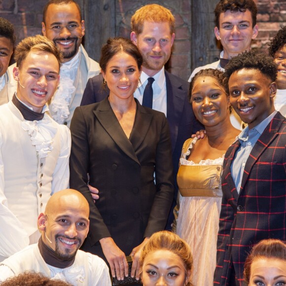 Le prince Harry, duc de Sussex et Meghan Markle, duchesse de Sussex, assistent à la comédie musicale "Hamilton" au théâtre Victoria Palace à Londres le 29 août 2018.