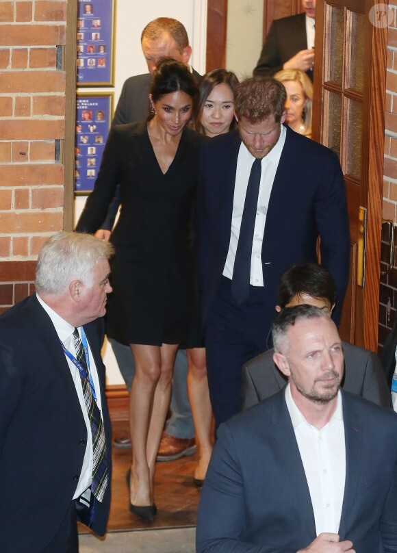 Le prince Harry, duc de Sussex et Meghan Markle, duchesse de Sussex, assistent à la comédie musicale "Hamilton" au théâtre Victoria Palace à Londres le 29 août 2018.