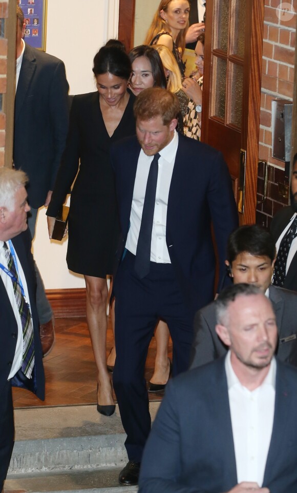 Le prince Harry, duc de Sussex et Meghan Markle, duchesse de Sussex, assistent à la comédie musicale "Hamilton" au théâtre Victoria Palace à Londres le 29 août 2018.