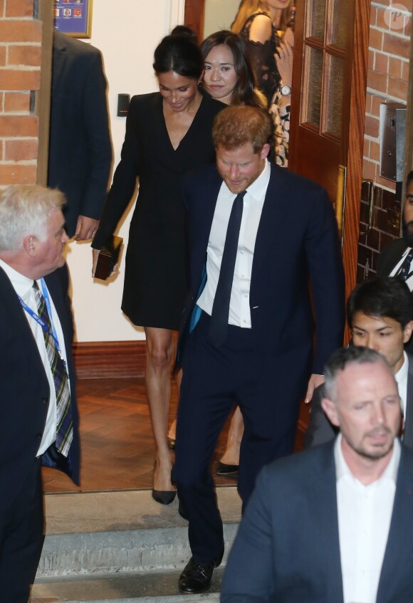 Le prince Harry, duc de Sussex et Meghan Markle, duchesse de Sussex, assistent à la comédie musicale "Hamilton" au théâtre Victoria Palace à Londres le 29 août 2018.