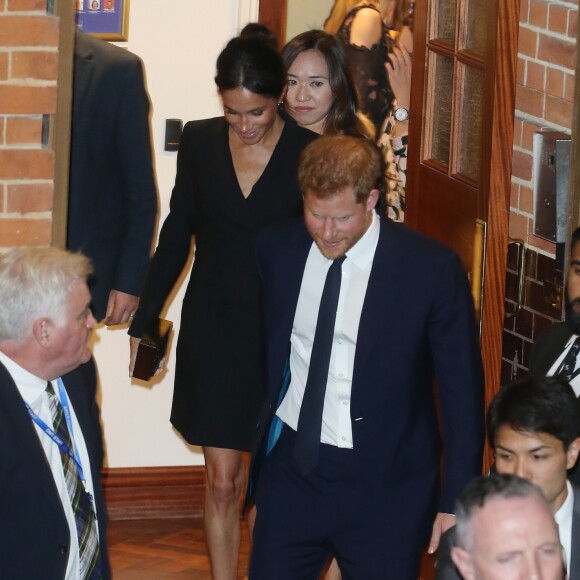 Le prince Harry, duc de Sussex et Meghan Markle, duchesse de Sussex, assistent à la comédie musicale "Hamilton" au théâtre Victoria Palace à Londres le 29 août 2018.