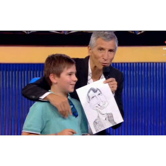 L'animateur Nagui vexé par une caricature dans "N'oubliez pas les paroles" sur France 2, le 28 août 2018.