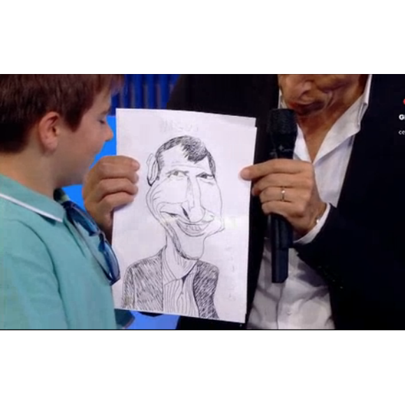 Nagui caricaturé dans "N'oubliez pas les paroles" sur France 2, le 28 août 2018.