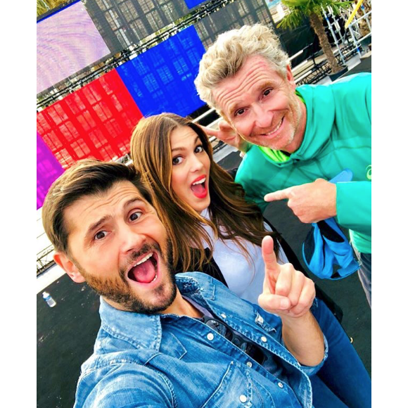Christophe Beaugrand, Iris Mittenaere et Denis Brogniart à Cannes, le 27 mars 2018.