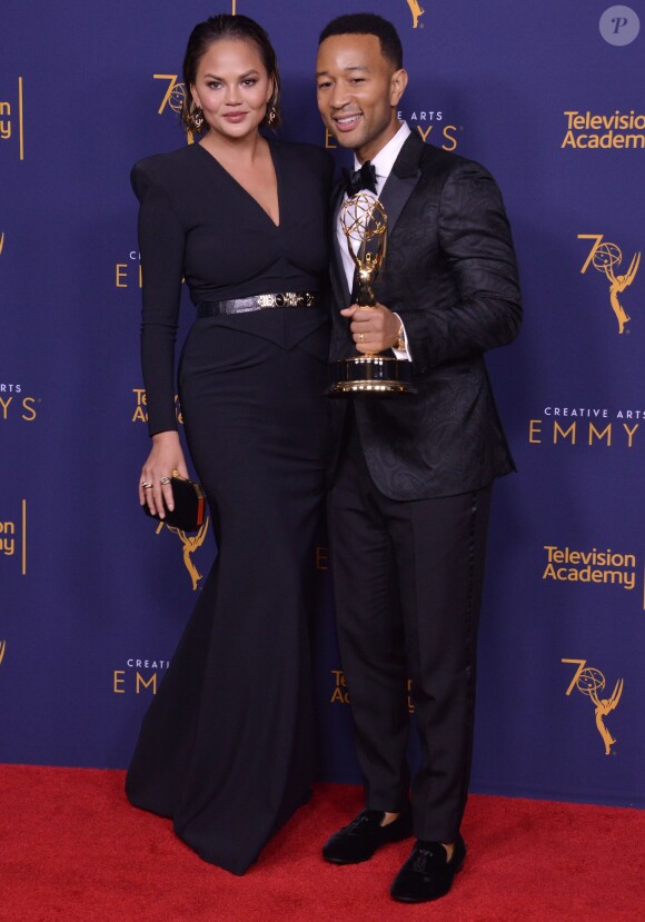 Chrissy Teigen et John Legend aux Primetime Creative Arts Emmy Awards au Microsoft Theater à Los Angeles, le 9 septembre 2018.