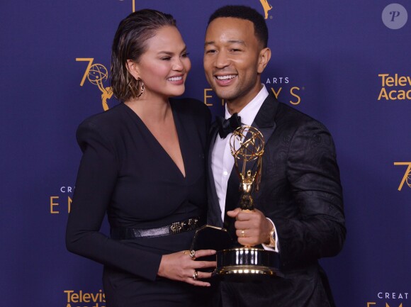 Chrissy Teigen et John Legend aux Primetime Creative Arts Emmy Awards au Microsoft Theater à Los Angeles, le 9 septembre 2018.