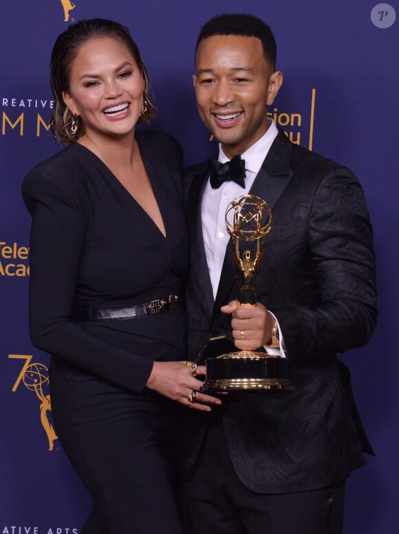 Chrissy Teigen et John Legend aux Primetime Creative Arts Emmy Awards au Microsoft Theater à Los Angeles, le 9 septembre 2018.