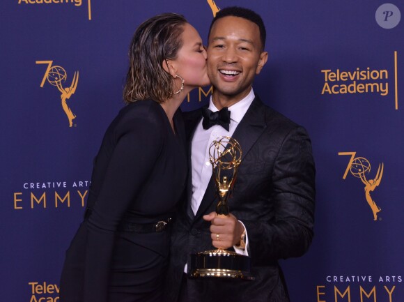 Chrissy Teigen et John Legend aux Primetime Creative Arts Emmy Awards au Microsoft Theater à Los Angeles, le 9 septembre 2018.