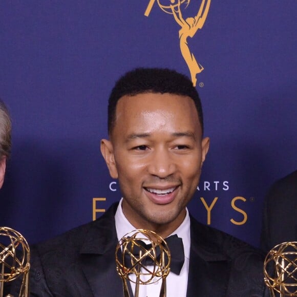 Andrew Lloyd Webber, John Legend et Tim Rice aux Primetime Creative Arts Emmy Awards au Microsoft Theater à Los Angeles, le 9 septembre 2018.