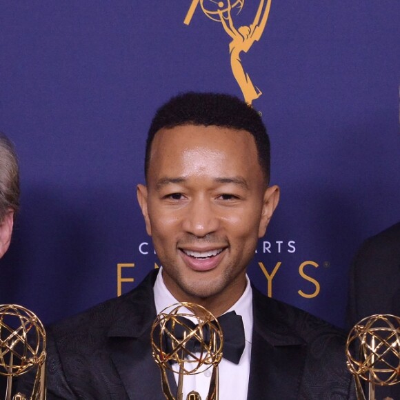 Andrew Lloyd Webber, John Legend et Tim Rice aux Primetime Creative Arts Emmy Awards au Microsoft Theater à Los Angeles, le 9 septembre 2018.