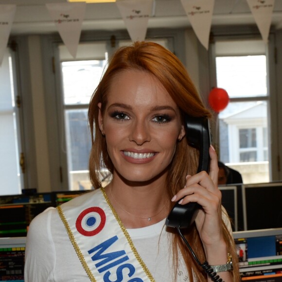 Maëva Coucke (Miss France 2018) lors de la 14e édition du Charity Day dans la salle des marchés de la société de courtage Aurel BGC au profit des 7 associations participantes à Paris, le 11 septembre 2018. © Veeren/Bestimage
