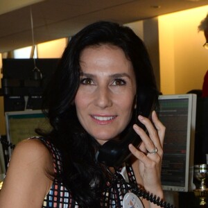 Marie Drucker lors de la 14e édition du Charity Day dans la salle des marchés de la société de courtage Aurel BGC au profit des 7 associations participantes à Paris, le 11 septembre 2018. © Veeren/Bestimage