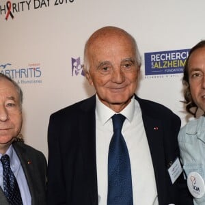 Jean Todt, professeur Gérard Saillant et Philippe Candeloro ors de la 14e édition du Charity Day dans la salle des marchés de la société de courtage Aurel BGC au profit des 7 associations participantes à Paris, le 11 septembre 2018. © Veeren/Bestimage