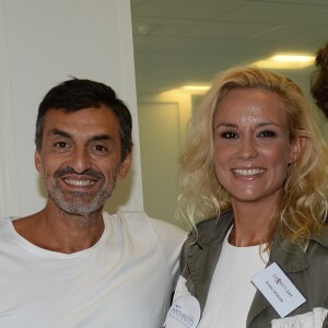 Albert Spano, Elodie Gossuin-Lacherie (Miss France 2001) et Olivier de Benoist lors de la 14e édition du Charity Day dans la salle des marchés de la société de courtage Aurel BGC au profit des 7 associations participantes à Paris, le 11 septembre 2018. © Veeren/Bestimage