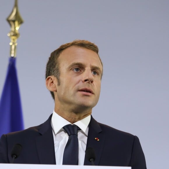 Le président Emmanuel Macron annonce son plan de lutte contre la pauvreté au musée de l'Homme à Paris le 13 septembre 2018. © Hamilton / Pool / Bestimage