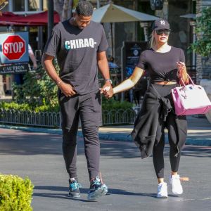 Exclusif - Khloé Kardashian et son compagnon Tristan Thompson à Calabasas. Le 16 septembre 2018.