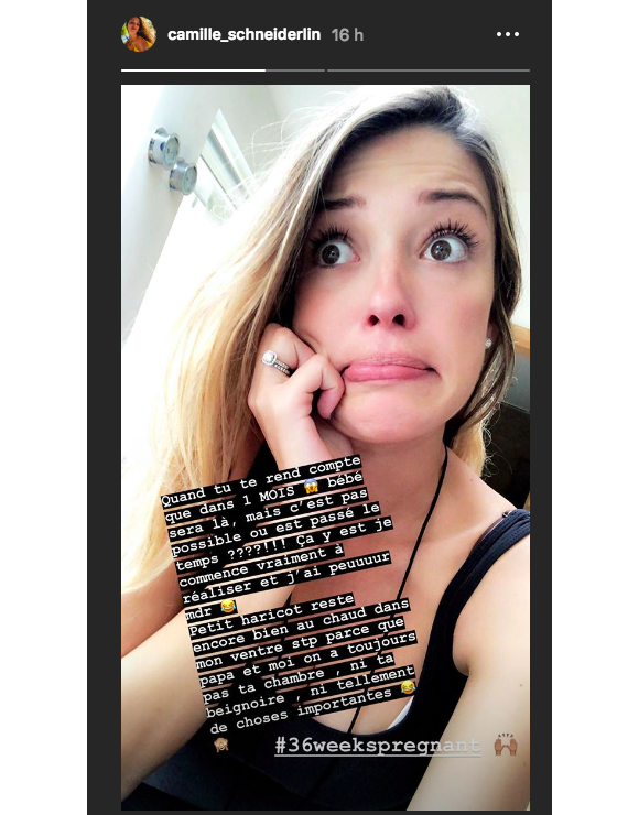 Camille Schneiderlin (Koh-Lanta), enceinte, partage ses inquiètudes pour l'arrivée de son premier enfant sur Instagram le 22 septembre 2018.