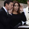 Ron Reagan et Patti Davis lors des obsèques de leur maman Nancy Reagan à Simi Valley (Californie) le 11 mars 2016.